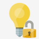 ligthbulb,on,lock,open
