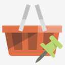 shopping,basket,push,pin