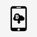 bitcoin,mobile,phone,cloud,down,arrow