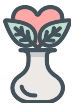 heart,flower,vase