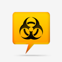 yellow,comment,bubbles,signs,warning,biohazard