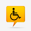 yellow,comment,bubbles,signs,wheelchair