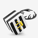 Black,White,strips,cube